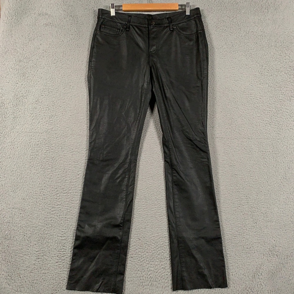 First Leather Motorcycle Biker Pants Women's 8 Black Bootcut Moto Riding MFG CO